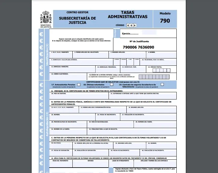 Modelo 790 006 codigo de seguros